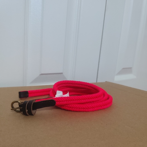 💙 3/$25 GAP pink string belt with leather trim - Picture 1 of 5